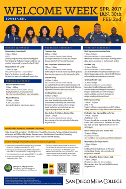 JAN. 30th &minus;FEB.2nd - San Diego Mesa College