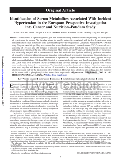 Identification of Serum Metabolites Associated With