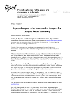 Press release Papuan lawyers to be honoured at Lawyers for