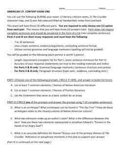 AMERICAN LIT. CONTENT EXAM ONE You can use the following
