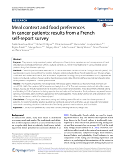 Meal context and food preferences in cancer patients: results from a
