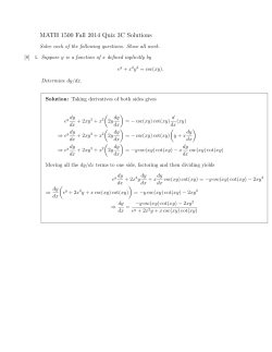 MATH 1500 Fall 2014 Quiz 3C Solutions