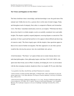 The Virtues and Happiness in Stoic Ethics, for