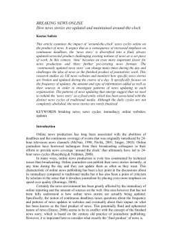 Breaking News Online - Journalism Practice Special Issue