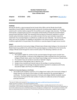 S-15.0 1 REVERSE TRANSFER POLICY Council on Postsecondary
