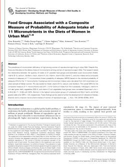 Food Groups Associated with a Composite Measure of Probability of