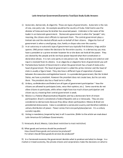 Latin American Government/Economics Test/Quiz Study Guide