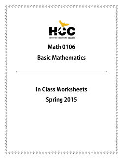 Math 0106 Basic Mathematics In Class Worksheets Spring 2015