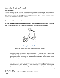 Pain: What does it really mean? Defining Pain