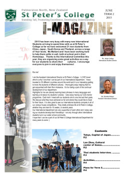 International Student - St Peter`s College Palmerston North