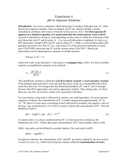 Experiment 4 pH of Aqueous Solutions