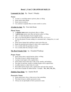 Grammar: Nouns - St. Ursula School