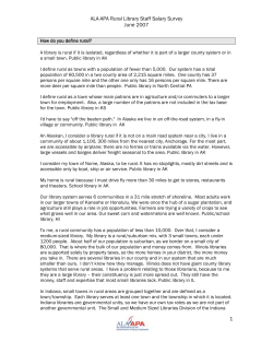 Rural Library Salary Survey - ALA-APA