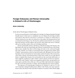 Foreign Embassies and Roman Universality in Einhard`s Life of