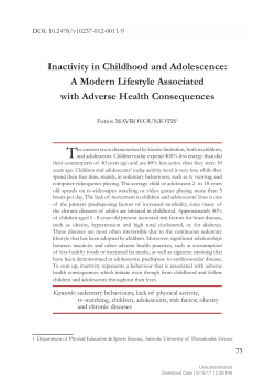 Inactivity in Childhood and Adolescence: A Modern Lifestyle