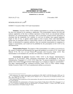 Memorandum of Law on Executive Order 12333 and Assassination