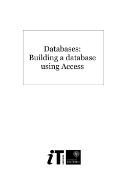 Databases: Building a database using Access