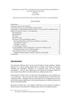 Directors and Fiduciary Duties - Supreme Court of Western Australia