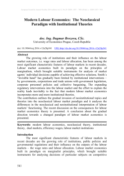 Modern Labour Economics: The Neoclassical Paradigm with