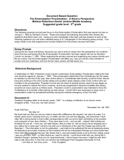 Document Based Question The Emancipation Proclamation: A