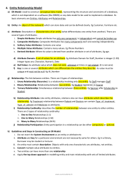 4. Entity Relationship Model
