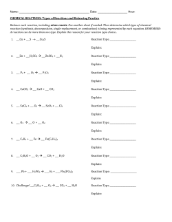 Types of Reactions and Balancing Practice WS