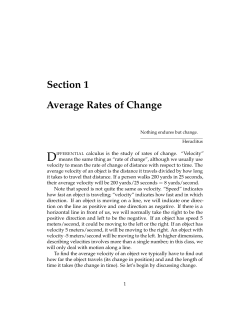 Section 1 Average Rates of Change