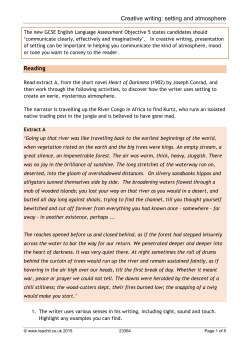 Creative writing: setting and atmosphere Reading