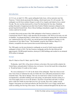 A perspective on the San Francisco earthquake, 1906 Introduction