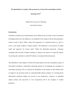 The distribution of a subject clitic pronoun in a Franco