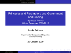 Principles and Parameters and Government and Binding