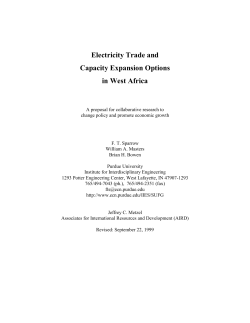 Electricity Trade and Capacity Expansion Options in West Africa