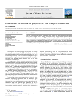 Consumerism, self-creation and prospects for a new ecological