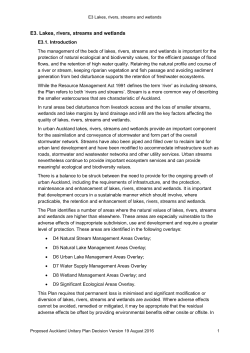 E3. Lakes, rivers, streams and wetlands