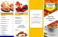 Pick Up and Delivery Menu