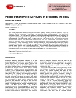 Penteco/charismatic worldview of prosperity theology
