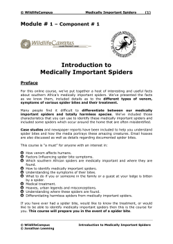 Introduction to Medically Important Spiders