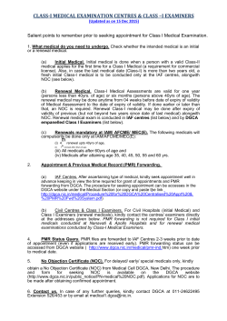 For class I Medical Centres