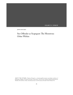 Sex Offender as Scapegoat: The Monstrous Other Within