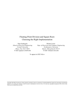 Floating-Point Division and Square Root: Choosing the Right