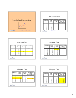 Marginal and Average Cost A Cost Function