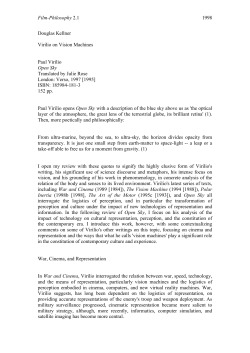 Film-Philosophy 2.1 1998 Douglas Kellner Virilio on Vision