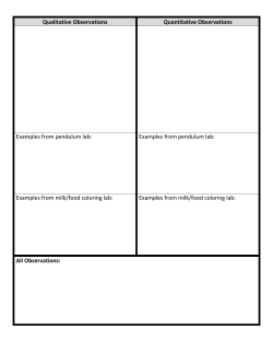 Qualitative Observations Quantitative Observations Examples from