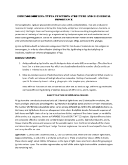 IMMUNOGLOBULINS: TYPES, FUNCTIONS STRUCTURE AND