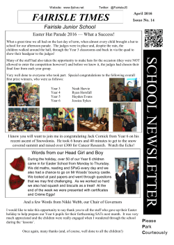 Newsletter No. 14 April 2016