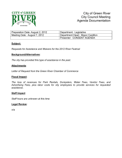 City of Green River City Council Meeting Agenda Documentation