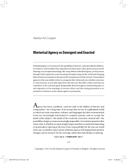Rhetorical Agency as Emergent and Enacted