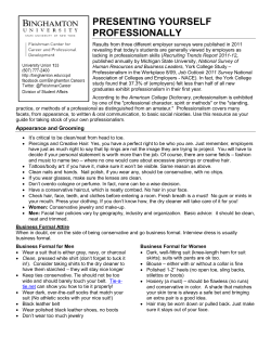 Presenting Yourself Professionally