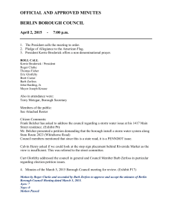 OFFICIAL AND APPROVED MINUTES BERLIN BOROUGH COUNCIL
