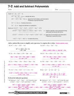 7-2 Add and Subtract Polynomials
